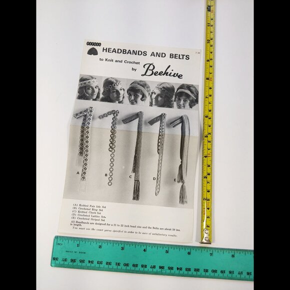 Vintage Patons Knitting & Crochet Instructions 60's hippie Headbands & Belts - Picture 2 of 4